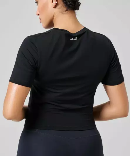 Casall Delight Short Wrap Tee naisten treenipaita black - Naisten treenivaatteet - 23111-901 - 2